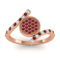 Ruby Fashion Ring In 14K Rose Gold With Garnet And Aquamarine – Antaripa Statement Ring