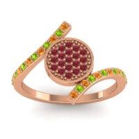Ruby Fashion Ring In 18K Rose Gold With Peridot And Citrine – Antaripa Statement Ring