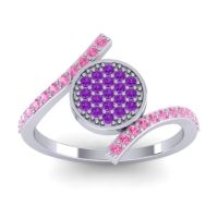 Amethyst Fashion Ring In Palladium With Pink Tourmaline – Antaripa Statement Ring