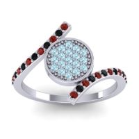 Aquamarine Fashion Ring In Platinum With Black Onyx And Garnet – Antaripa Statement Ring