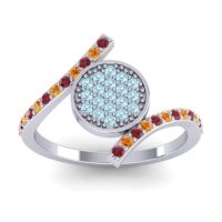 Aquamarine Fashion Ring In 14k White Gold With Citrine And Ruby – Antaripa Statement Ring