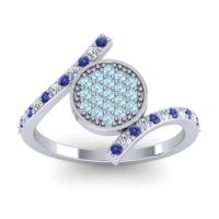 Aquamarine Fashion Ring In 14k White Gold With Lab Diamond And Blue Sapphire – Antaripa Statement Ring