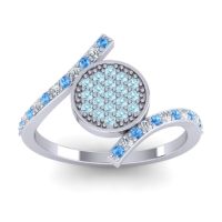 Aquamarine Fashion Ring In Platinum With Lab Diamond And Swiss Blue Topaz – Antaripa Statement Ring