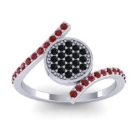 Black Onyx Fashion Ring In Palladium With Ruby And Garnet – Antaripa Statement Ring