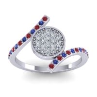 Lab Diamond Fashion Ring In 14k White Gold With Blue Sapphire And Ruby – Antaripa Statement Ring