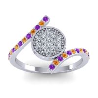 Lab Diamond Fashion Ring In Palladium With Citrine And Amethyst – Antaripa Statement Ring