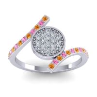 Lab Diamond Fashion Ring In 14k White Gold With Pink Tourmaline And Citrine – Antaripa Statement Ring