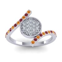 Diamond Fashion Ring In 14k White Gold With Ruby And Citrine – Antaripa Statement Ring