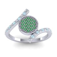 Emerald Fashion Ring In Palladium With Aquamarine And Lab Diamond – Antaripa Statement Ring