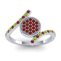 Garnet Fashion Ring In 18k White Gold With Peridot And Ruby – Antaripa Statement Ring