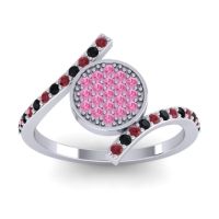 Pink Tourmaline Fashion Ring In Platinum With Black Onyx And Ruby – Antaripa Statement Ring