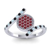 Ruby Fashion Ring In Platinum With Aquamarine And Black Onyx – Antaripa Statement Ring