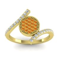 Citrine Fashion Ring In 14k Yellow Gold With Lab Diamond – Antaripa Statement Ring