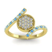 Diamond Fashion Ring In 14k Yellow Gold With Aquamarine And Swiss Blue Topaz – Antaripa Statement Ring