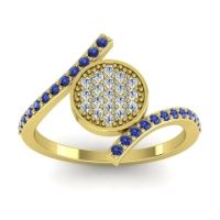 Diamond Fashion Ring In 14k Yellow Gold With Blue Sapphire – Antaripa Statement Ring