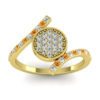 Lab Diamond Fashion Ring In 14k Yellow Gold With Citrine And Diamond – Antaripa Statement Ring