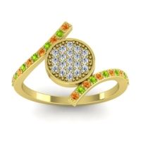 Lab Diamond Fashion Ring In 14k Yellow Gold With Peridot And Citrine – Antaripa Statement Ring