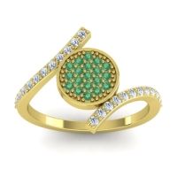 Emerald Fashion Ring In 14k Yellow Gold With Lab Diamond – Antaripa Statement Ring