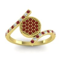 Garnet Fashion Ring In 18k Yellow Gold With Lab Diamond And Ruby – Antaripa Statement Ring