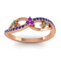 Amethyst Fashion Ring In 18K Rose Gold With Emerald And Blue Sapphire – Samnidhi Dainty Ring