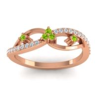 Peridot Fashion Ring In 18K Rose Gold With Diamond – Samnidhi Dainty Ring