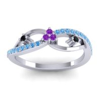 Amethyst Fashion Ring In 14k White Gold With Black Onyx And Swiss Blue Topaz – Samnidhi Dainty Ring