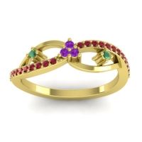 Amethyst Fashion Ring In 18k Yellow Gold With Emerald And Ruby – Samnidhi Dainty Ring