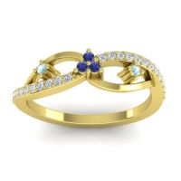 Blue Sapphire Fashion Ring In 14k Yellow Gold With Aquamarine And Diamond – Samnidhi Dainty Ring