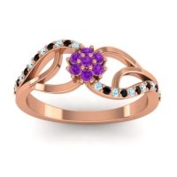 Amethyst Fashion Ring In 18K Rose Gold With Black Onyx And Aquamarine – Udyana Dainty Ring