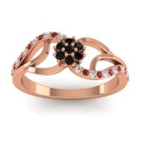 Black Onyx Fashion Ring In 18K Rose Gold With Ruby And Diamond – Udyana Dainty Ring