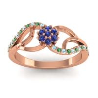Blue Sapphire Fashion Ring In 18K Rose Gold With Emerald And Aquamarine – Udyana Dainty Ring