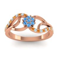 Swiss Blue Topaz Fashion Ring In 18K Rose Gold With Aquamarine And Citrine – Udyana Dainty Ring