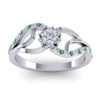 Lab Diamond Fashion Ring In 14k White Gold With Emerald And Diamond – Udyana Dainty Ring