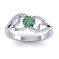 Emerald Fashion Ring In 14k White Gold With Lab Diamond And Diamond – Udyana Dainty Ring