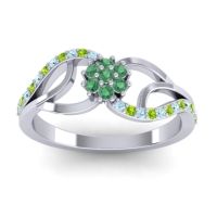 Emerald Fashion Ring In 14k White Gold With Peridot And Aquamarine – Udyana Dainty Ring