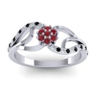 Ruby Fashion Ring In 14k White Gold With Black Onyx And Diamond – Udyana Dainty Ring