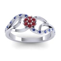 Ruby Fashion Ring In 14k White Gold With Lab Diamond And Blue Sapphire – Udyana Dainty Ring