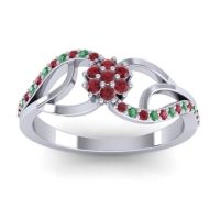 Ruby Fashion Ring In 14k White Gold With Emerald – Udyana Dainty Ring