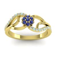 Blue Sapphire Fashion Ring In 14k Yellow Gold With Aquamarine And Diamond – Udyana Dainty Ring