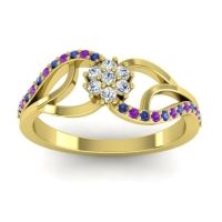 Diamond Fashion Ring In 18k Yellow Gold With Amethyst And Blue Sapphire – Udyana Dainty Ring