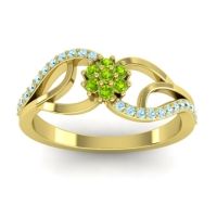 Peridot Fashion Ring In 18k Yellow Gold With Aquamarine – Udyana Dainty Ring