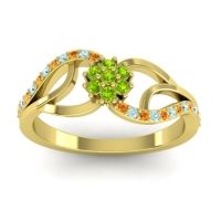 Peridot Fashion Ring In 18k Yellow Gold With Aquamarine And Citrine – Udyana Dainty Ring