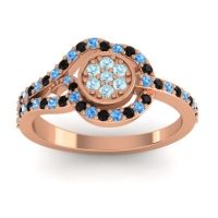 Aquamarine Fashion Ring In 14K Rose Gold With Black Onyx And Swiss Blue Topaz – Avarana Statement Ring