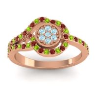 Aquamarine Fashion Ring In 14K Rose Gold With Peridot And Garnet – Avarana Statement Ring