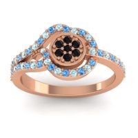 Black Onyx Fashion Ring In 14K Rose Gold With Swiss Blue Topaz And Aquamarine – Avarana Statement Ring