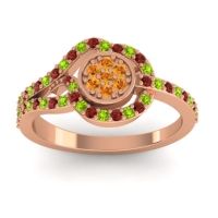 Citrine Fashion Ring In 14K Rose Gold With Peridot And Garnet – Avarana Statement Ring