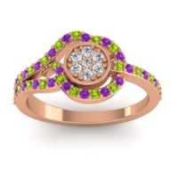 Diamond Fashion Ring In 14K Rose Gold With Amethyst And Peridot – Avarana Statement Ring
