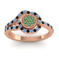 Emerald Fashion Ring In 14K Rose Gold With Black Onyx And Swiss Blue Topaz – Avarana Statement Ring