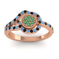 Emerald Fashion Ring In 14K Rose Gold With Swiss Blue Topaz And Black Onyx – Avarana Statement Ring