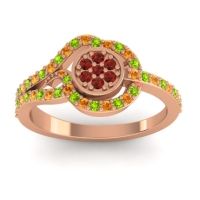 Garnet Fashion Ring In 14K Rose Gold With Peridot And Citrine – Avarana Statement Ring